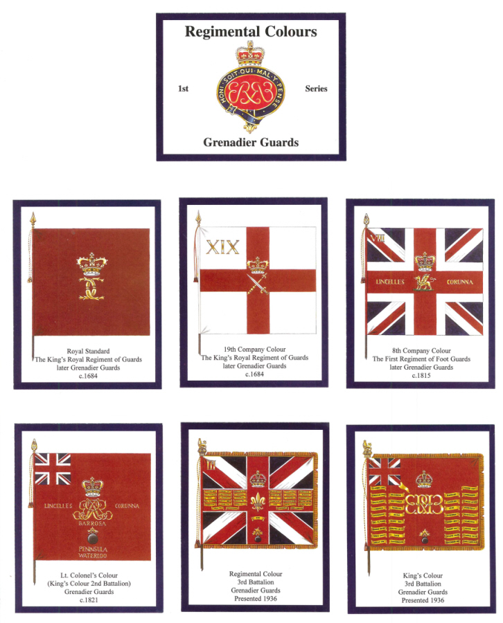 Grenadier Guards 1st Series- 'Regimental Colours' Trade Card Set by David Hunter - Click Image to Close